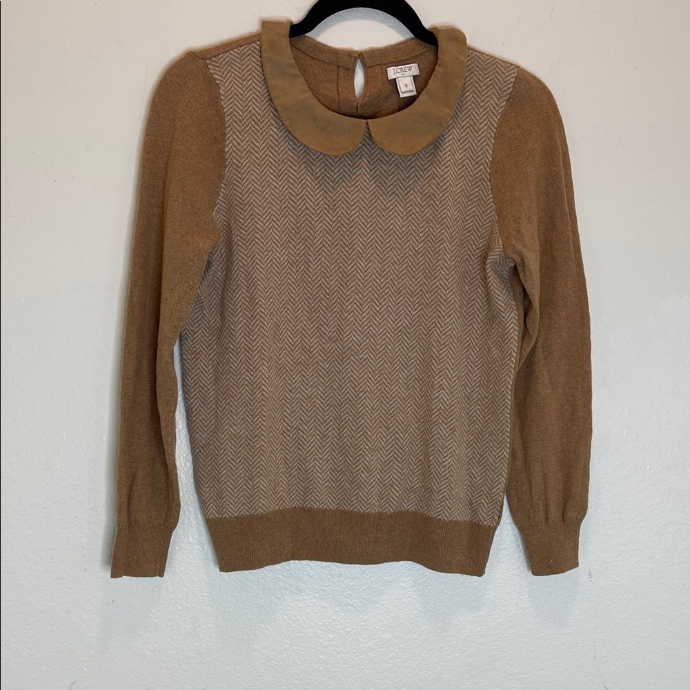 J. Crew Women's Sweater Merino Wool Blend with Suede Collar Size: S